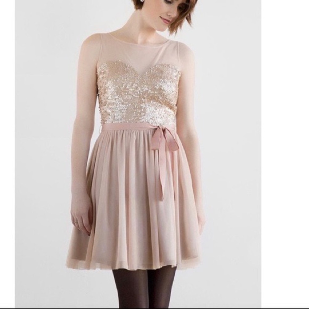 sequins dress june&Ivy beige ballerina holiday party ballet slipper Francesca’s
